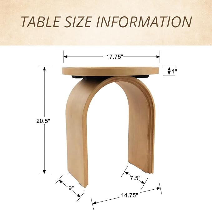 Round Side Table, Farmhouse Wood End Table with Sturdy Base, Small Drink Table for Living Room, Bedroom and Small Spaces