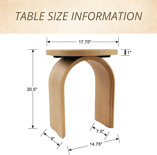 Round Side Table, Farmhouse Wood End Table with Sturdy Base, Small Drink Table for Living Room, Bedroom and Small Spaces