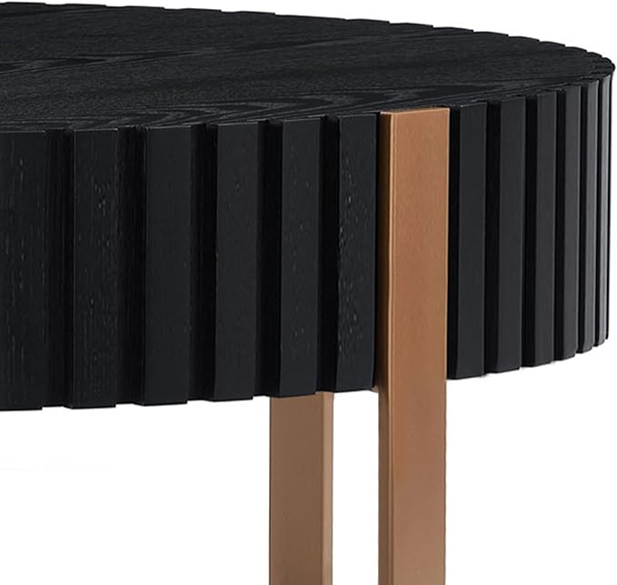 Black Round Coffee Table for Living Room, 31.5" Modern Handcraft Drum Coffee Table, Circle Wood Side Table End Table Accent Center Table, Small Coffee Table with Sturdy Pedestal, Black