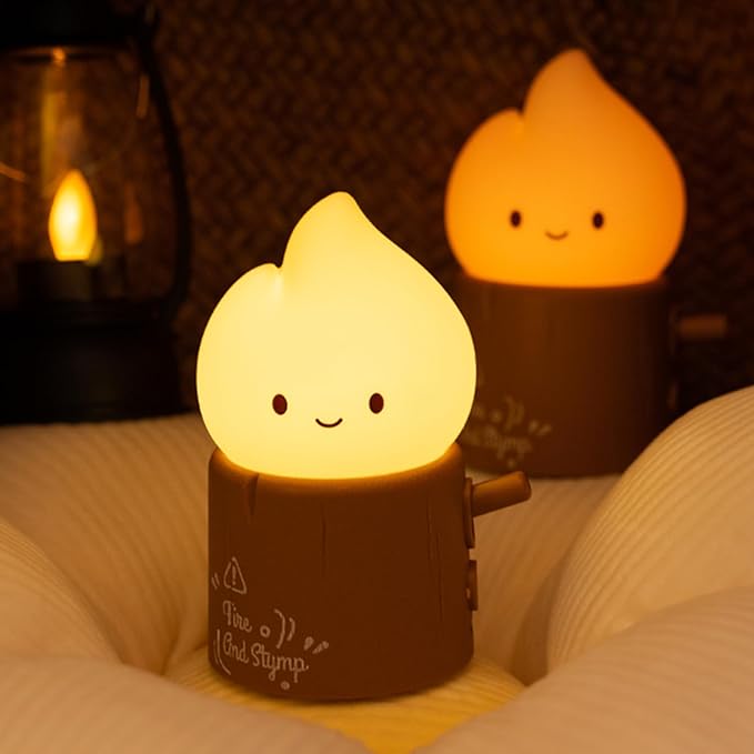 Cute Flameless Candles Lamp, Torch Stump Night Light, LED Tea Lights Candles Rechargeable Dimmable Timmer Lamp,Suitable for Kids lamp Bedroom,Outdoor,Camp,Gift (Tree Stump Fire)