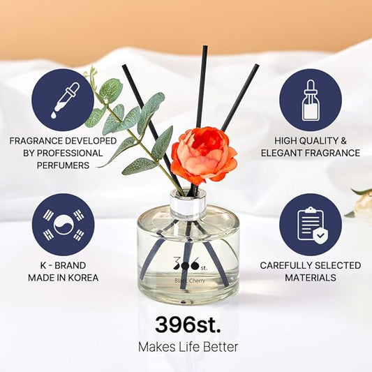 396 st. Peony Flower Reed Diffuser, Peony, 200ml(6.7oz) / Reed Diffuser Sets, Home Fragrance, Scented Oils, Home & Bathroom Décor