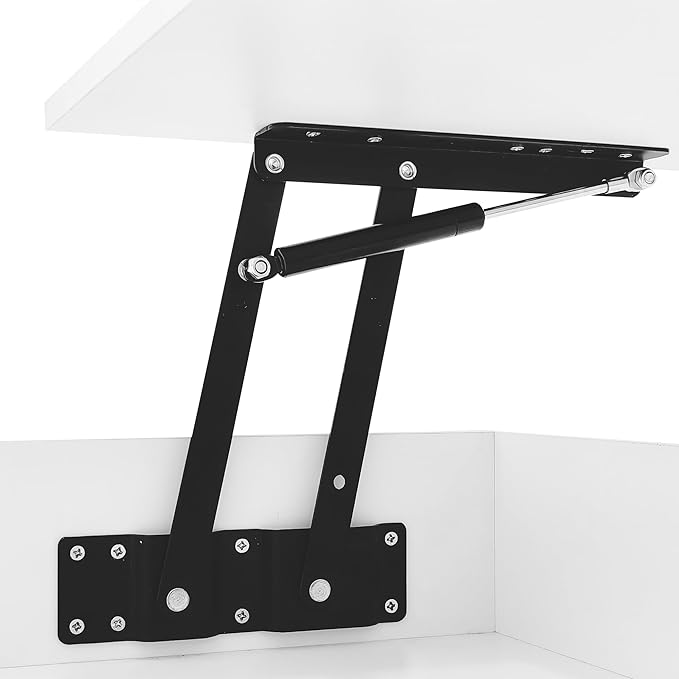 39.3" Lift Top Coffee Table with 2 Drawers and LED Lights, Modern Rectangular High-Gloss Center Table Cocktail Tea Table with Lift-Top and Hidden Space for Living Room Apartment White