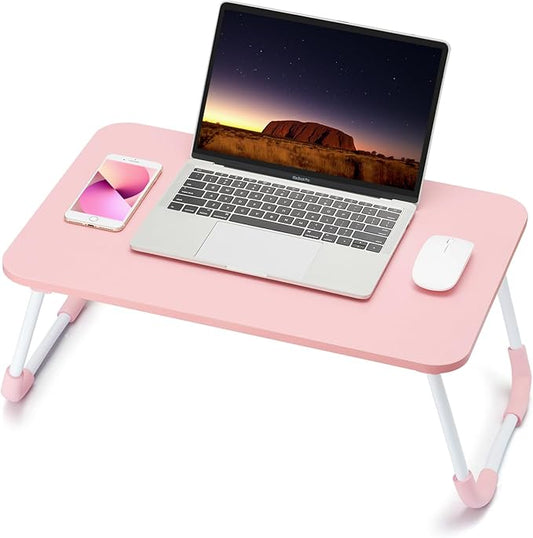 Ruxury Folding Lap Desk Laptop Stand Bed Desk Table Tray, Breakfast Serving Tray, Portable & Lightweight Mini Table for Sofa Couch Floor - - Pink
