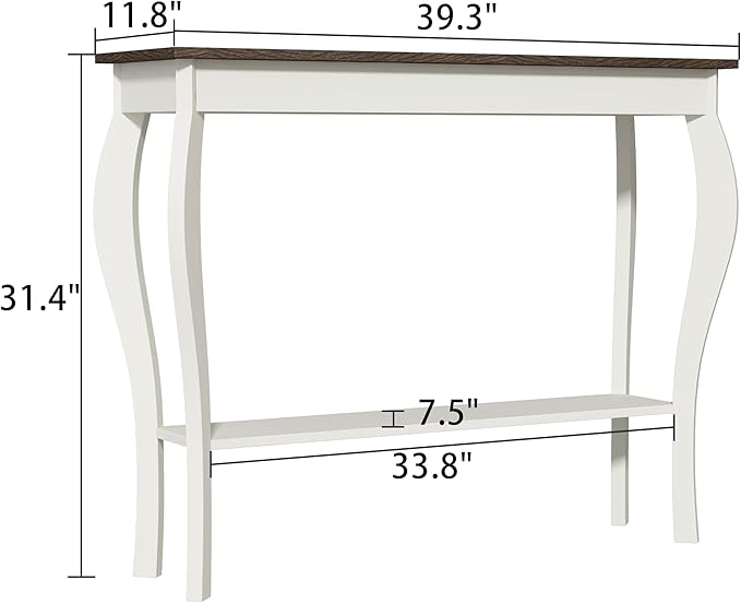 ChooChoo Narrow Farmhouse Console Table, Chic Accent Sofa Table, Entryway Table, Soft White