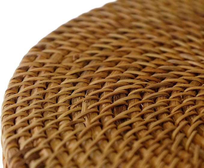 Hand Woven Rattan Serving Basket 9.4 inch - Round Platter for Fruit, Snacks, Appetizers, Bread, Breakfast, BBQs, Parties - Decorative Tray for Living Room, Kitchen, Dining Decor (Medium)