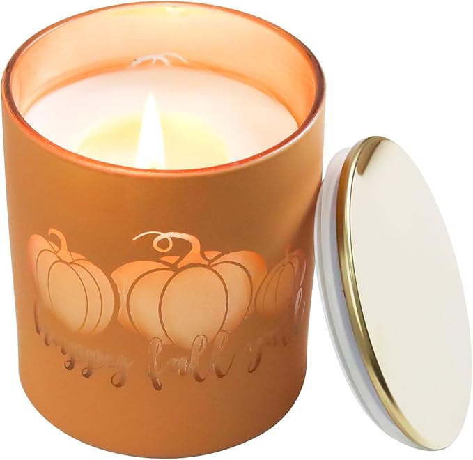 Pumpkin Candle 11oz - Fall Scented Candle with Pumpkin Design, Ideal for Fall Thanksgiving Table Decor, Thanksgiving Gifts