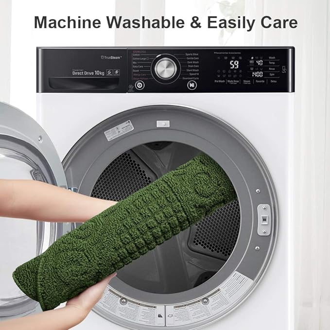 VANZAVANZU Kitchen Rugs, 2 Pack 31"x19" Kitchen Mats, Half Moon Round Kitchen Rugs Carpet, Designed in Latex Anti Skid Absorbent and Machine Washable for Kitchen Doorway Bathroom Floors (Dark Green)