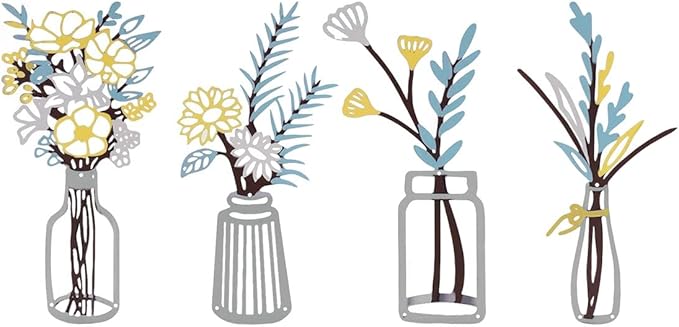 zituzitp 4 Pieces Metal Flower Wall Decor, Wall Art for Bathroom Living Room Kitchen Bedroom Dining Room Rustic Farmhouse Boho Wall Decor Houseworming Gift