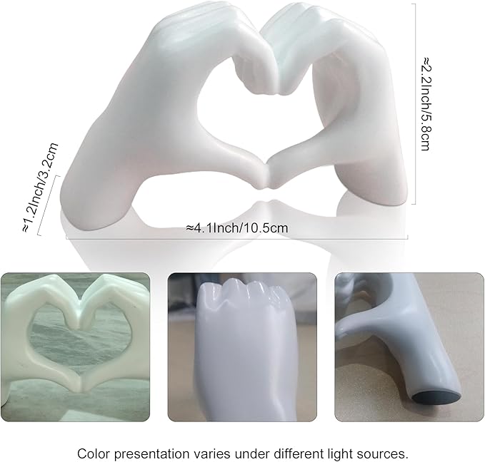 Small Heart in White Hands Statue - Elegant Gift for Weddings, Anniversaries & Mother's Day, Home/Office Decor,Heart Hands Sculpture