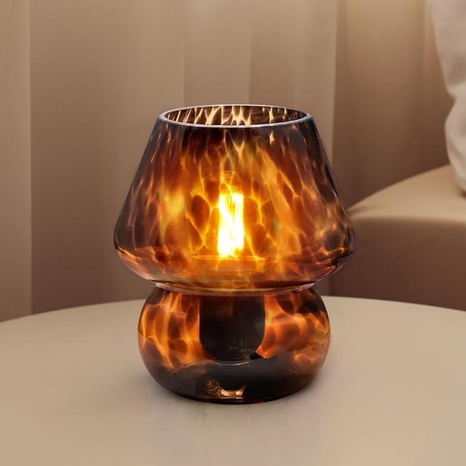 Mushroom Lamp Small Lamp Table Lamp for Bedroom, Desk Bedside Lamps for Living Room,Mushroom Decor Cute Mini Modern Mid Century Lamps for Night Stands,Aesthetic Home Living Room Decor(Black)