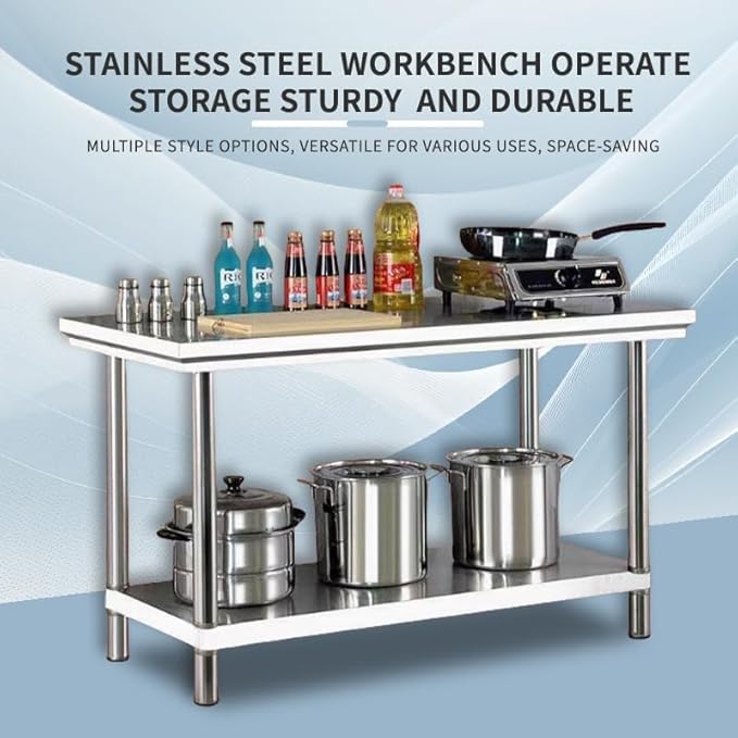 Stainless Steel Table Prep & Work Table 20x 32Inches NSF Heavy Duty Commercial with Undershelf and Backsplash for Restaurant Kitchen Home and Hotel