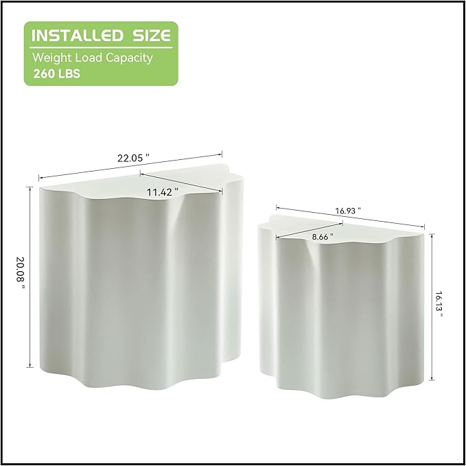 KEVINSPACE End Tables Set of 2, Small Coffee Table Modern SideTable with Non-Slip Feet, Fiberglass Accent Tables for Small Spaces Living Room Bedroom Balcony Office Assembled