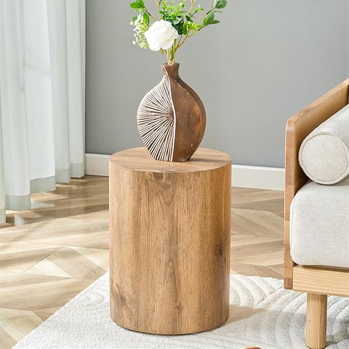 Round Side Table, End Table Living Room Table, Sofa Couch Bedside Table, Nightstand for Small Spaces, No Assembly Required - Ready to Use