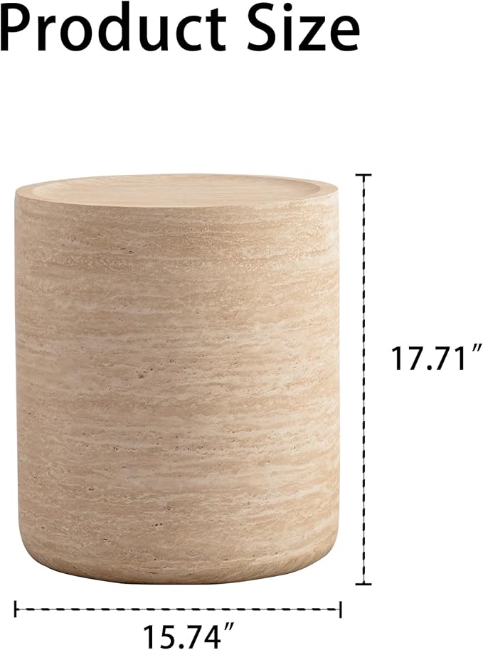 15.75" Round End Table, Modern Faux Mars Pattern Circle Side Tables for Living Room, Round Nightstand Small Coffee Accent End Table for Apartment,Bedroom,Office,No Need Assembly