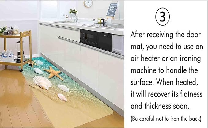 Bath Rugs Sponge Foam Absorbent Soft for Bathroom and Kitchen (47x18 inches), Flannel Mat Non Slip Bright 3D Print for Bedside and Living Room(Scallop Starfish)