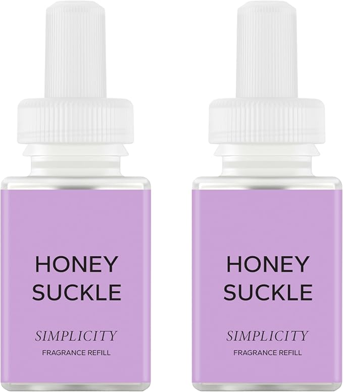 Pura & Simplicity Home Scent Refill - Smart Air Diffuser - Up to 120-Hours of Luxury Fragrance per Refill - Home Essential - Clean & Safe Diffuser Fragrance - 2 Pack, Honeysuckle