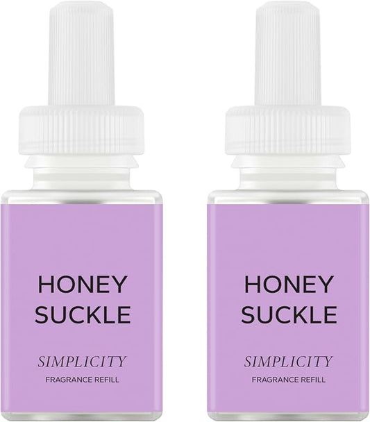 Pura & Simplicity Home Scent Refill - Smart Air Diffuser - Up to 120-Hours of Luxury Fragrance per Refill - Home Essential - Clean & Safe Diffuser Fragrance - 2 Pack, Honeysuckle