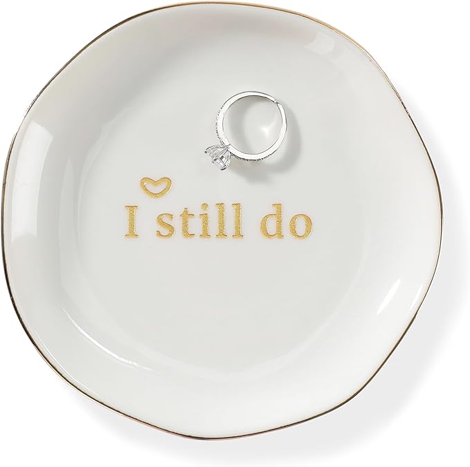 HOME SMILE I Still Do Ring Dish Annniversary Gifts for Women or Wife, Jewelry Dish Holder for Anniversary,Elegant Trinket Tray,Ceramic