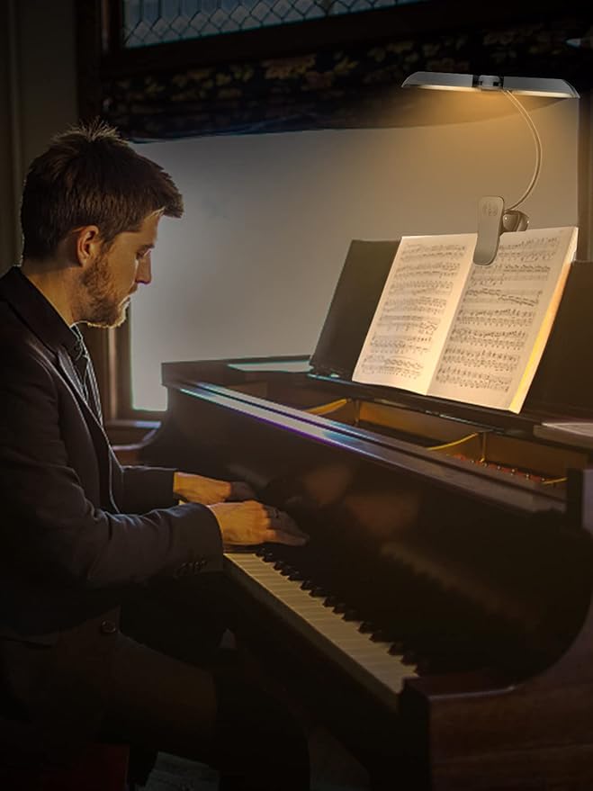 Vekkia Folding Music Stand Light - Portable 42 - Led Rechargeable, Super - Bright Clip - on Piano Lamp. Professional 5 Brightness×3 Color Temperature, for Grand Piano, Book Reading