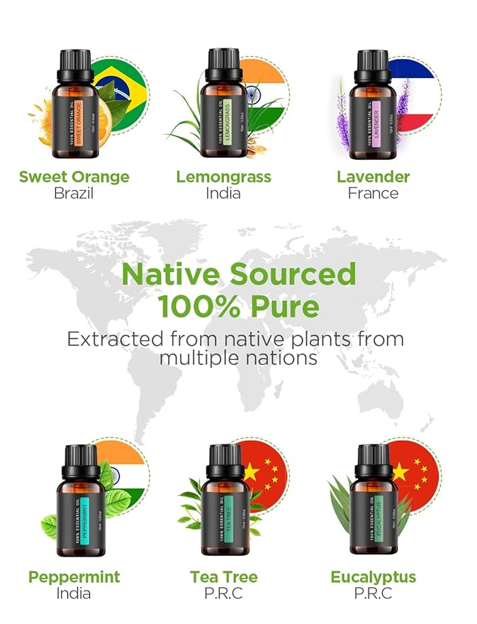 InnoGear Essential Oil Diffuser with Oils, 100ml Aromatherapy Diffuser with 6 Essential Oils Set, Aroma Cool Mist Humidifier Gift Set, Grey Wood Grain