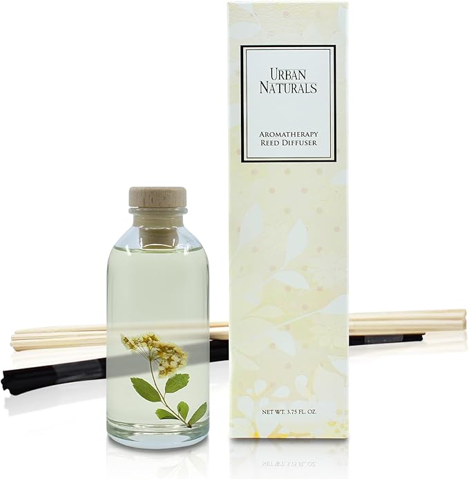 Urban Naturals Spring Blooms Scented Reed Diffuser Oil Set | Real Flowers in The Bottle! Bulgarian Rose, Egyptian Jasmine, Blue Orchid, Lily of The Valley, Amber | Great Idea