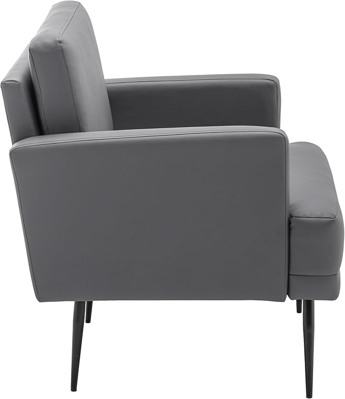 MINCETA Accent Chair,Modern Upholstered Armchair with Back and Arms,Reading Accent Chairs for Living Room,Set of 2,PU Leather in Gray