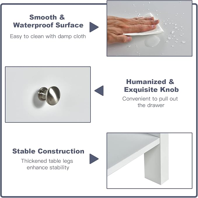 Giantex Nightstand Set of 2, Wood End Table with Drawer and Open Shelf, Night Stand for Small Spaces, 2-Tier Bedside Table for Living Room Bedroom Dorm, Easy Assembly, White