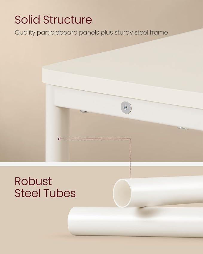 VASAGLE Side Tables with Charging Station, Set of 2 Narrow End Tables, 3-Tier Nightstands, Sofa Tables for Small Spaces, for Living Room, Bedroom, Study, Cream White ULCT664W01