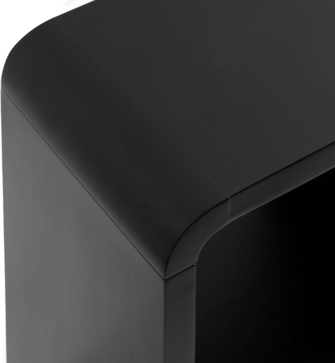 Kate and Laurel Reddy Modern Arched Wood Side Table, 16 x 12 x 24, Black, Contemporary Two-Tier End Table for Use as a Bedroom Nightstand or Small Record Player Stand