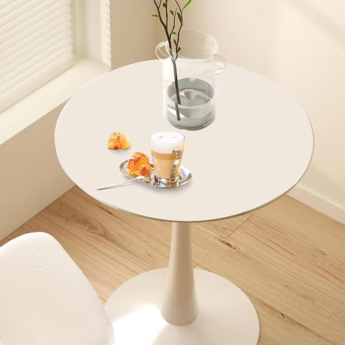 White Round Dining Table, Small Circle Dining Table for 2 Person, Modern 27.5" Tulip Table Kitchen Dinner Small Social Coffee Tables for Dining Room, Living Room, Restaurant, Cafe, Break Room or Lobby