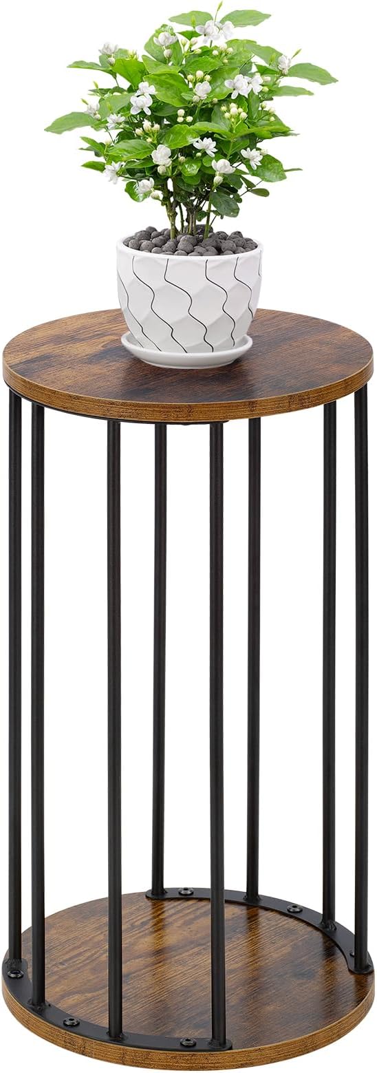Plant Stand Indoor,small plant stool,Flower Pot Corner stand holder,Mid Century Heavy Duty Metal Tall Home Decor,Modern Round End Table,Small Rustic Display Stand for Living Room,Bedroom(Brown,21In)