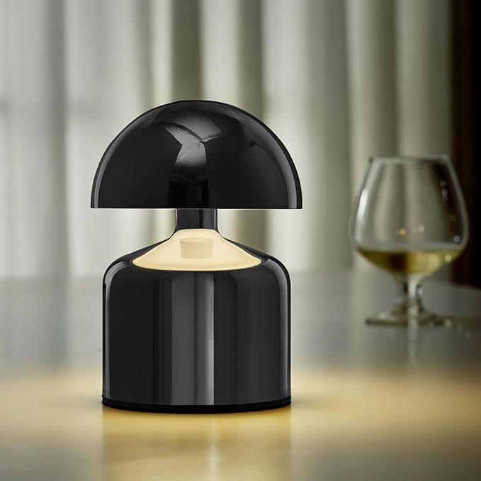 Modern Cordless Mushroom Small Table Lamp Touch LED Lamps, 3-Way Dimmable Bedside Nightstand Lamp Mini Rechargeable Night Light for Bedroom, Living Room