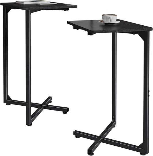 NEFROM C-Shaped End Tables, TV Trays Set of 2, Small Side Table for Couch, Sofa Table for Living Room, Bedroom, Bedside ET-X-BKW2