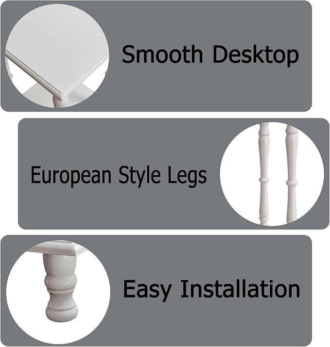 TaoHFE European Style End Tables Living Room White Square Sofa End Table 2-Tier Wooden End Side Table with Open Shelf Retro Vintage 24 Inch Bed Side Table for Bedroom Small Space, White