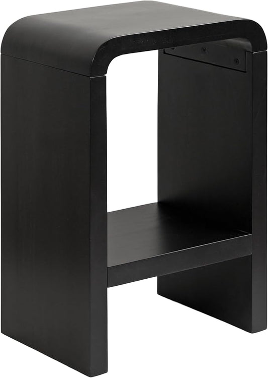 Kate and Laurel Reddy Modern Arched Wood Side Table, 16 x 12 x 24, Black, Contemporary Two-Tier End Table for Use as a Bedroom Nightstand or Small Record Player Stand