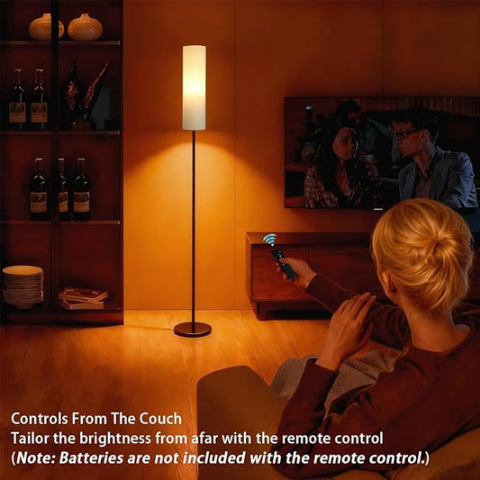 Floor Lamp for Living Room, Lamp with 3 Color Lampshades, Remote Standing Lamp for Bedroom, Office, Room décor(Bulb Included) (Linen)