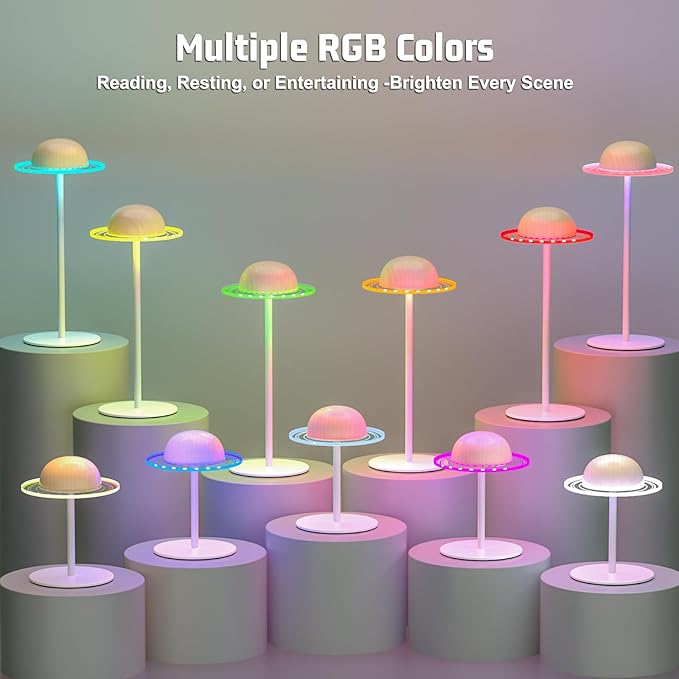 Nreonrick RGB Table Lamp,Wireless Bottle Lamp, Dimmable Color Changing Desk Lamp, Music Sync Bedside Lamp with Remote and Touch Control for Bedroom,Bar,Halloween Decor (1 Pack)