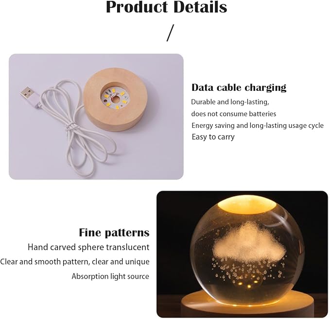 3D Crystal Ball Night Light Mood Lighting Cozy Comfort Gifts Home Decor lamp for Bedroom Space Lamps Happy Cozy Comfort Gifts (People)