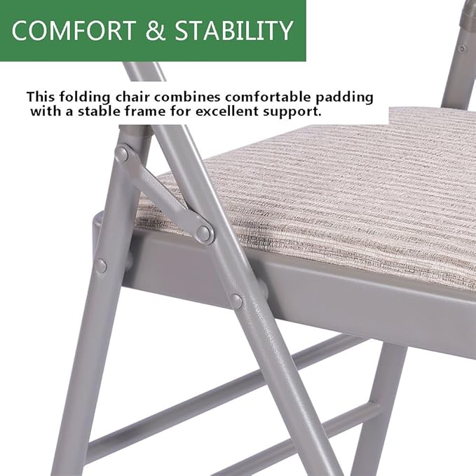 Amazing for less Pack of 4 (Fabric/Vinyl) Steel Frame Metal Foam Padded Folding Chairs (Black, Gray, White)