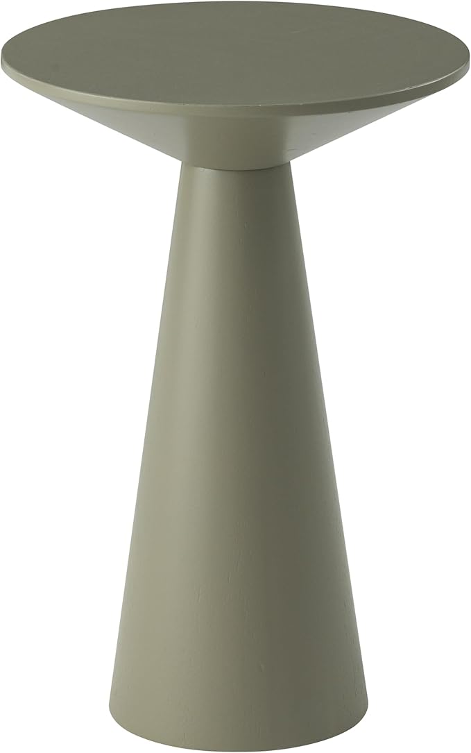 COZAYH Small Pedestal End Table Round Farmhouse Martini Table Wood Plant Stand Rustic Drink Table for Small Space Living Room, Sage Green