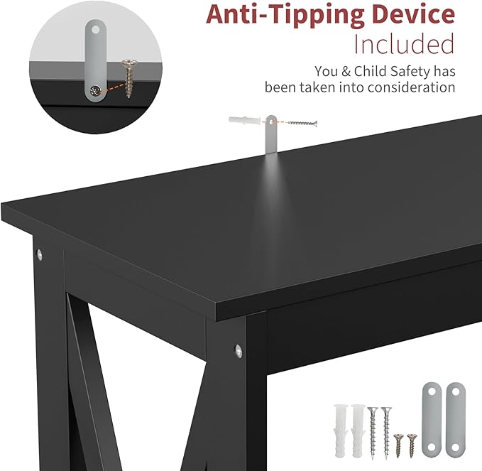 SUPER DEAL Console Table 47”, 2-Tier Narrow Sofa Side Table with Storage Shelf, Entrance Table for Hallway/Foyer/Living Room/Corridor/Office, Black