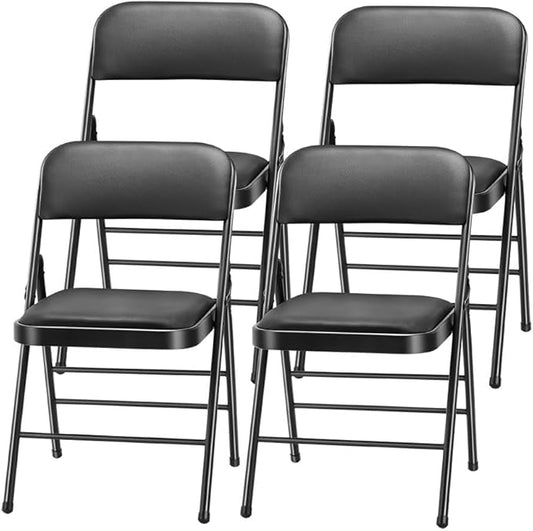 Amazing for less Pack of 4 (Fabric/Vinyl) Steel Frame Metal Foam Padded Folding Chairs (Black, Gray, White)
