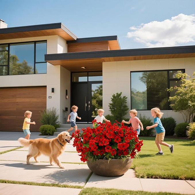 12 Bundles Artificial Flowers for Outdoor Indoor Fake Flowers UV Resistant Artificial Outdoor Flowers Fake Plants Beautiful Faux Flower for Porch Garden Home Patio Decor Home Wedding (Red)