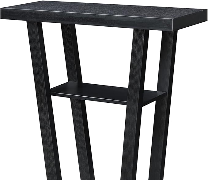 Convenience Concepts Newport V Console Modern Sofa Storage Shelves, Narrow Entryway Hall Living Room, Display Accent Table, 31.5", Black