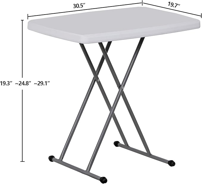 ZenStyle 3 ft Adjustable Folding Table, Indoor Outdoor Portable Plastic Dining Card Table Utility Table for Camping Dining Event Party, White (Rectangular, 30"x20")