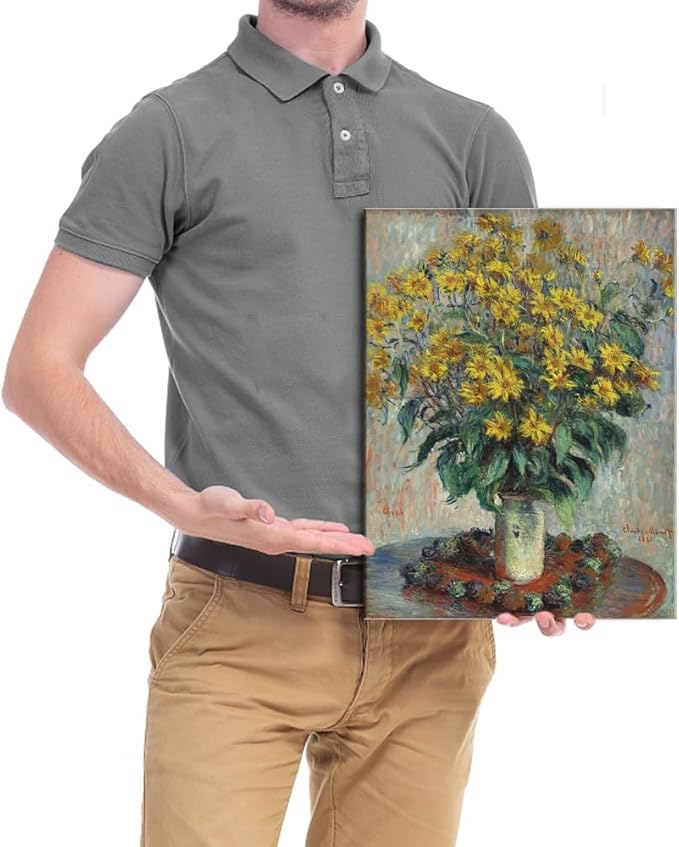 Wieco Art Canvas Print Wall Art Jerusalem Artichoke Flowers Still Life Art by Claude Monet Impressionism Art Print for Living Room Bedroom Home Kitchen Decorations