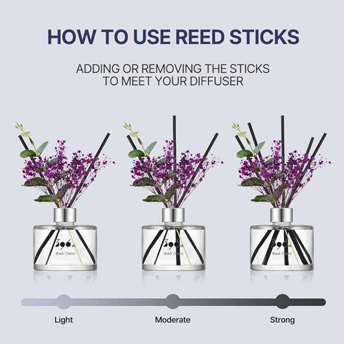 396 st. Preserved Baby's Breath Flower Reed Diffuser, White Musk, 200ml(6.7oz) / Reed Diffuser Sets, Home Fragrance, Scented Oils, Home & Bathroom Décor