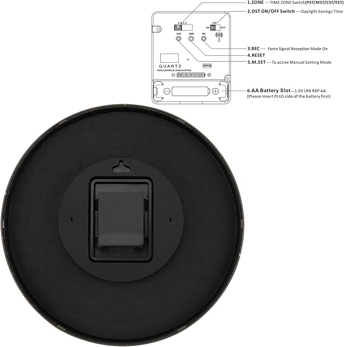 Foxtop Atomic Wall Clock Battery Operated Round Analog Modern Wall Clock Sets Automatically for Office Classroom Bedroom Kitchen Living Room (Gold)