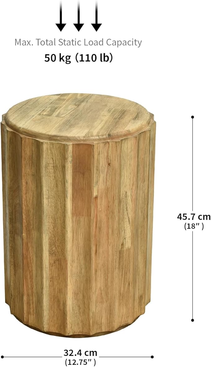 Round Side Table, Rustic Console Table, Gold Geometric End Tables Ideal for Couch Sofa Living Room or Bedroom Stand (Artistic Wave Design)