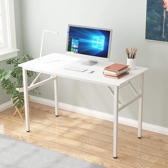Folding Desk, 31.5 inch No Assembly Folding Desks for Small Spaces, Sturdy Foldable Computer Desk, Multi-Purpose Home Office Desks, Study Writing Desk Office Table Workstation for Home Office Outdoor